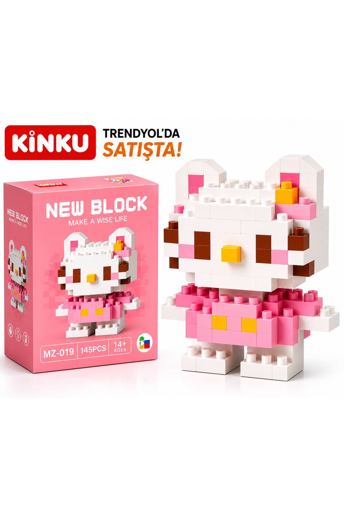 KİNKU Ne block019 puzzle-Yapboz-3D Zeka geliştiren-Mini Sevimli Figürler Minyatür