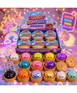 dumpling Çin mantısı şeffaf simli renkli sürpriz kutulu orijinal squishy - Görsel 3