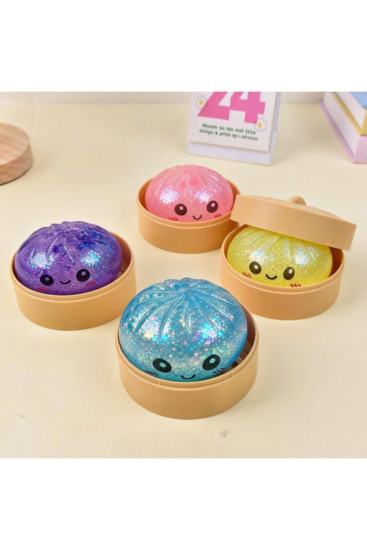 dumpling Çin mantısı şeffaf simli renkli sürpriz kutulu orijinal squishy