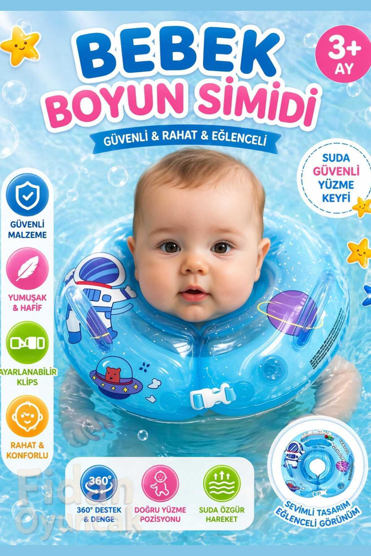 Fidan oyuncak Ultra Konforlu Bebek Boyun Simidi Ayarlanabilir Klipsli, Güvenli & Eğlenceli Tasarım