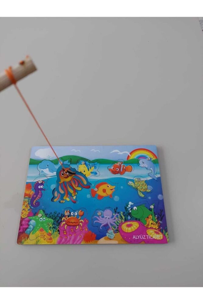ALYÜZ Mıknatıslı Ahşap Balık Tutma Oyunu, Eğitici, Montessori, Balık Yakalama - Görsel 3