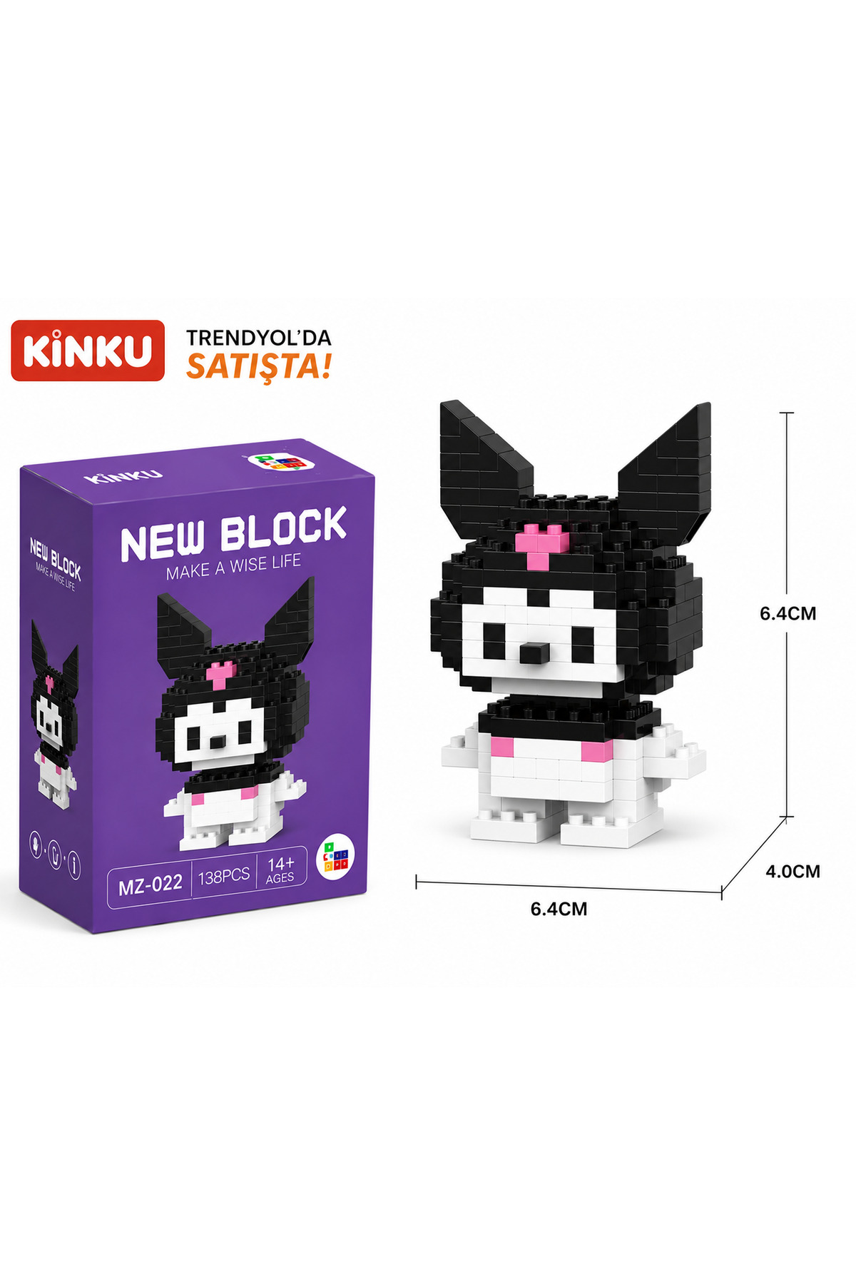KİNKU Kitty Kuromi Mini Kuromi Karakter Figür Oyuncak 3D Yapboz Puzzle Yapı Oyuncakları
