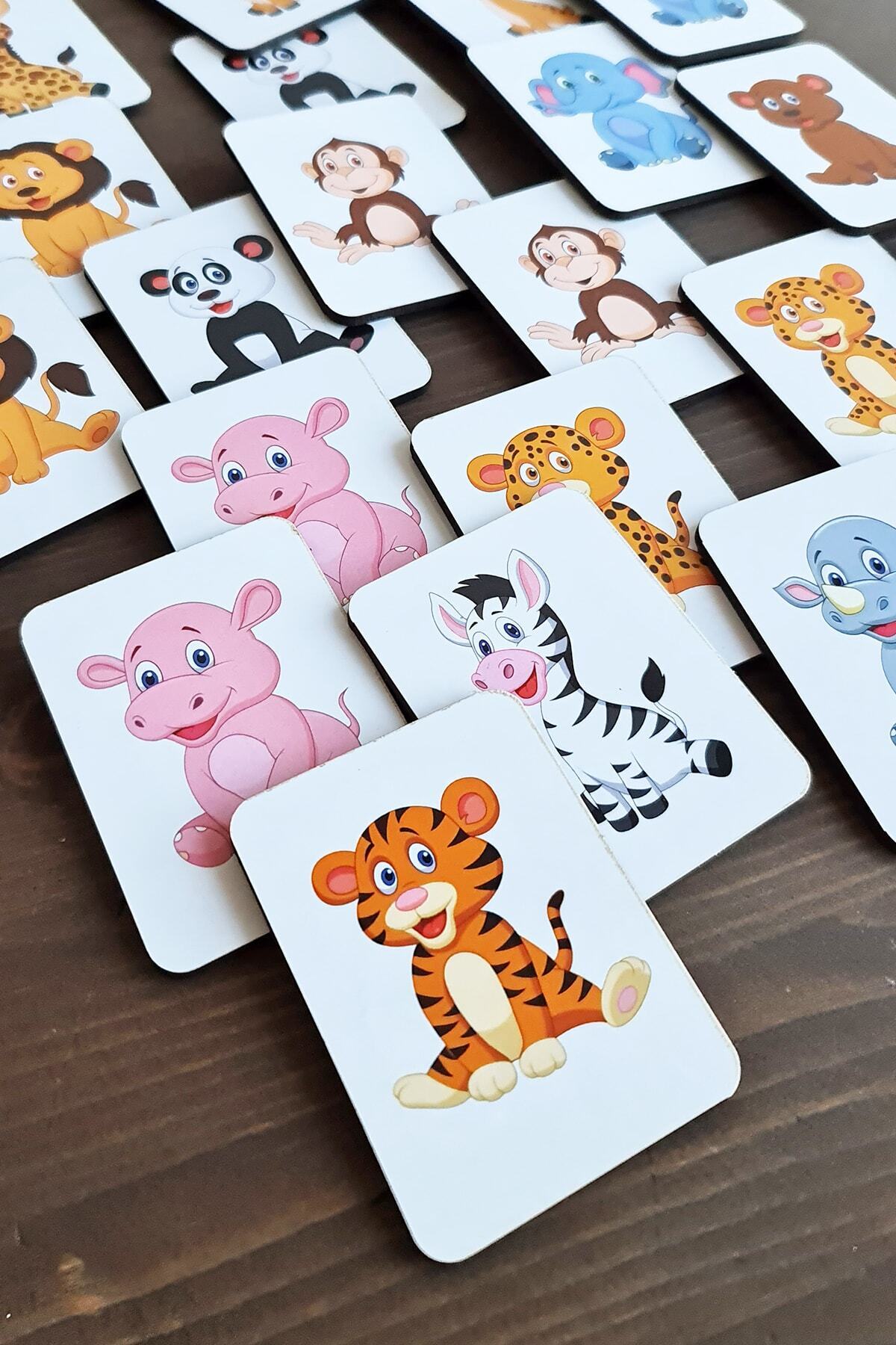 metafortoys Ahşap Zeka Kartları Eşleştirme Oyunu Ahşap Pazıl Oyuncak Sevimli Orman Hayvanları