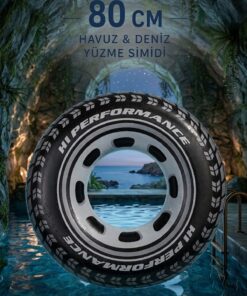 Janva Siyah Baskılı 80 Cm Radyal Deniz Havuzda Kullanıma Uygun 1 Adet Can Simiti Is56261