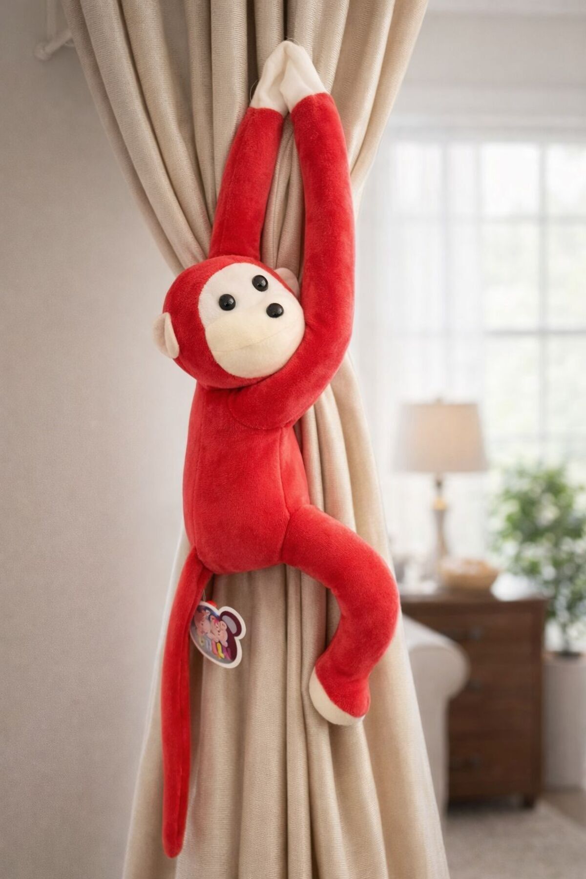 POLLYTOYS PELÜŞ OYUNCAKTA DÜNYA MARKASI Maymun yapışkanlı vikvik sesli 60cm - Maymun Peluş Oyuncak