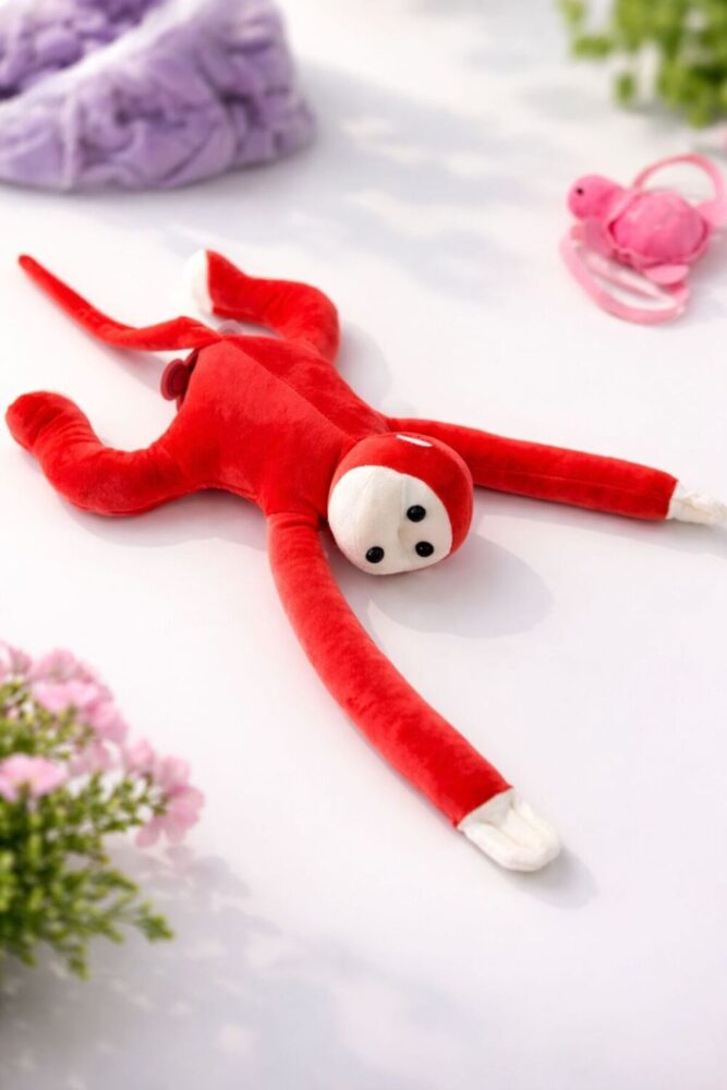 POLLYTOYS PELÜŞ OYUNCAKTA DÜNYA MARKASI Maymun yapışkanlı vikvik sesli 60cm - Maymun Peluş Oyuncak - Görsel 3