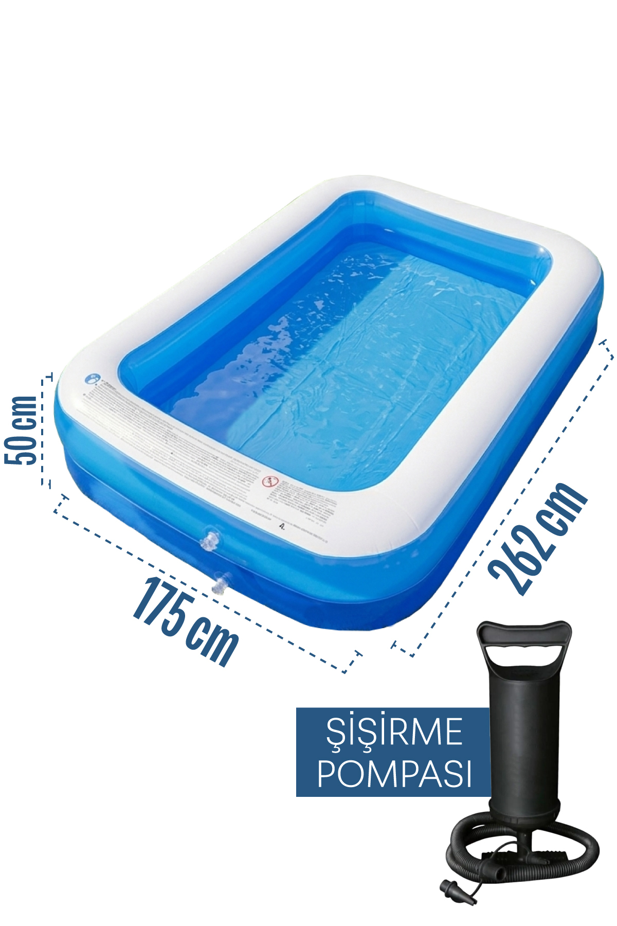 Smartfox Çocuk Havuzu 815 Lt Büyük Boy Dikdörtgen Aile Havuzu - 262x175x50 cm