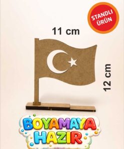 birlazer Boyanabilir Türk Bayrağı Standlı Ahşap Oyuncak Etkinlik Aktivite 1 Ad