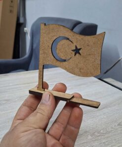 birlazer Boyanabilir Türk Bayrağı Standlı Ahşap Oyuncak Etkinlik Aktivite 1 Ad - Görsel 3