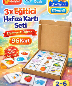 Genel Markalar 3’lü Eğitici Hafıza Kartı Seti – Eşleştirme Oyunu – Okul Öncesi Zeka & Dikkat Geliştirici Oyun Kartı