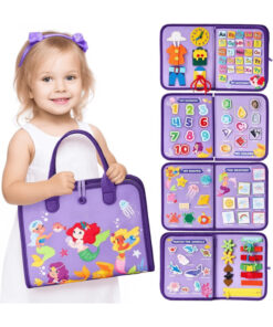 robokids Montessori Keçe Aktivite Çantası | Busy Book | 8’i 1 Arada | Mor Denizkızı