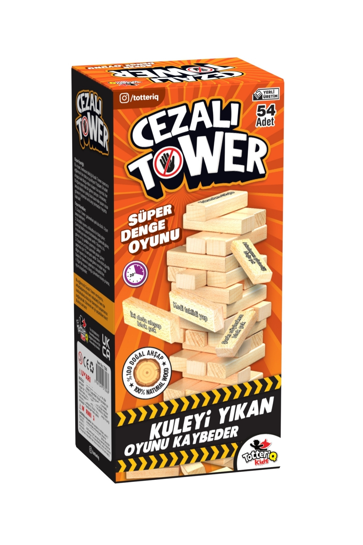 TOTTERİQ Cezalı Jenga Denge Oyunu Tower Büyük Boy 54 Parça