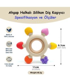 tutobaby Bebek Diş Kaşıyıcı Meyve Şekilli Halka Dümen (BEJ RENK DİŞLİK SİLİKON) - Görsel 3
