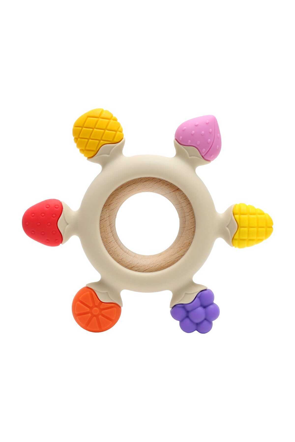 tutobaby Bebek Diş Kaşıyıcı Meyve Şekilli Halka Dümen (BEJ RENK DİŞLİK SİLİKON)