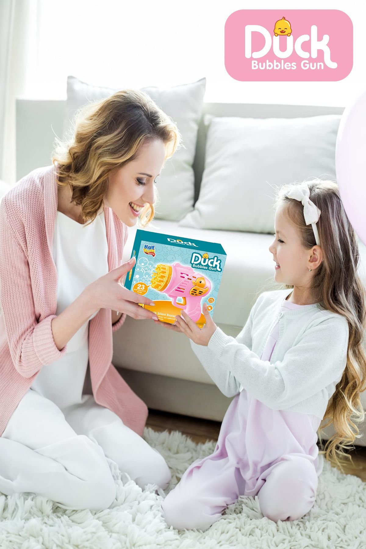 Kayyum Oyuncak Duck Çok Delikli Pilli Köpük Atan Tabanca Oyuncağı 23 Delikli Bubble Gun