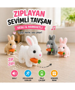Genel Markalar Pilli Zıplayan Tavşan Oyuncak | Sevimli Peluş Hareketli Tavşan