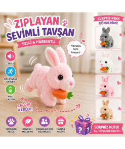 Genel Markalar Pilli Zıplayan Tavşan Oyuncak | Sevimli Peluş Hareketli Tavşan - Görsel 3