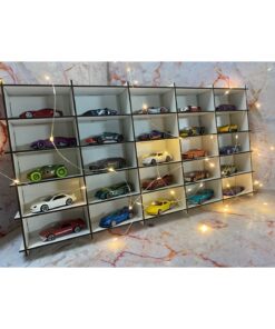 ReFason Desing Ahşap Araba Rafı 25'li Beyaz Renk (Hotwheels ve Matcbox Arabaları Için Uygundur)