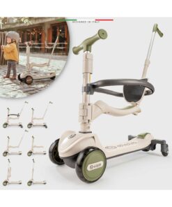 Elele Potenza 4in1 Ebeveyn Kontrollü 5 Tekerlekli Çocuk Scooter Işıklı Oturaklı Yeşil