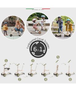 Alternative view of Elele Potenza 4in1 Ebeveyn Kontrollü 5 Tekerlekli Çocuk Scooter Işıklı Oturaklı Yeşil