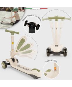 Elele Potenza 4in1 Ebeveyn Kontrollü 5 Tekerlekli Çocuk Scooter Işıklı Oturaklı Yeşil - Görsel 3