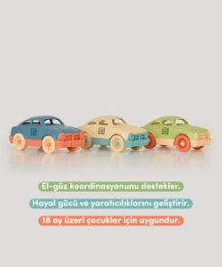 Alternative view of let's be child 3'lü Minik Arabalar Seti Yeşil Bej Mavi