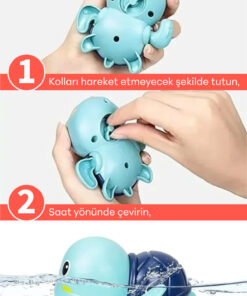 Smartfox Yüzen Kaplumbağa - Kurmalı Bebek Su Oyuncağı Banyo Arkadaşı - 3 Adet - Görsel 3