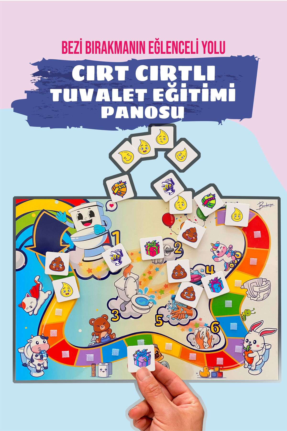 Bunbaza Cırt Cırtlı Tuvalet Eğitimi Panosu, Cırtlı Tuvalet Alışkanlığı Eğitimi Ve Hediye Başarı Diploması