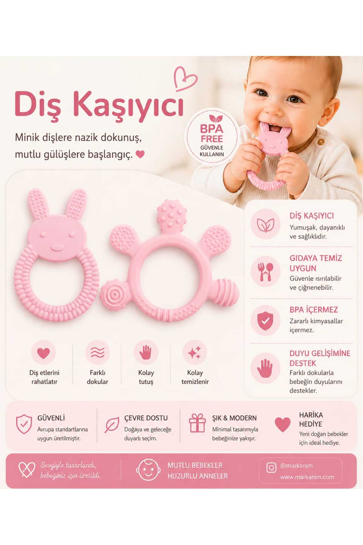 ERMA HOME Bebek Diş Kaşıyıcı – Kolay Tutuş, Güvenli Kullanım