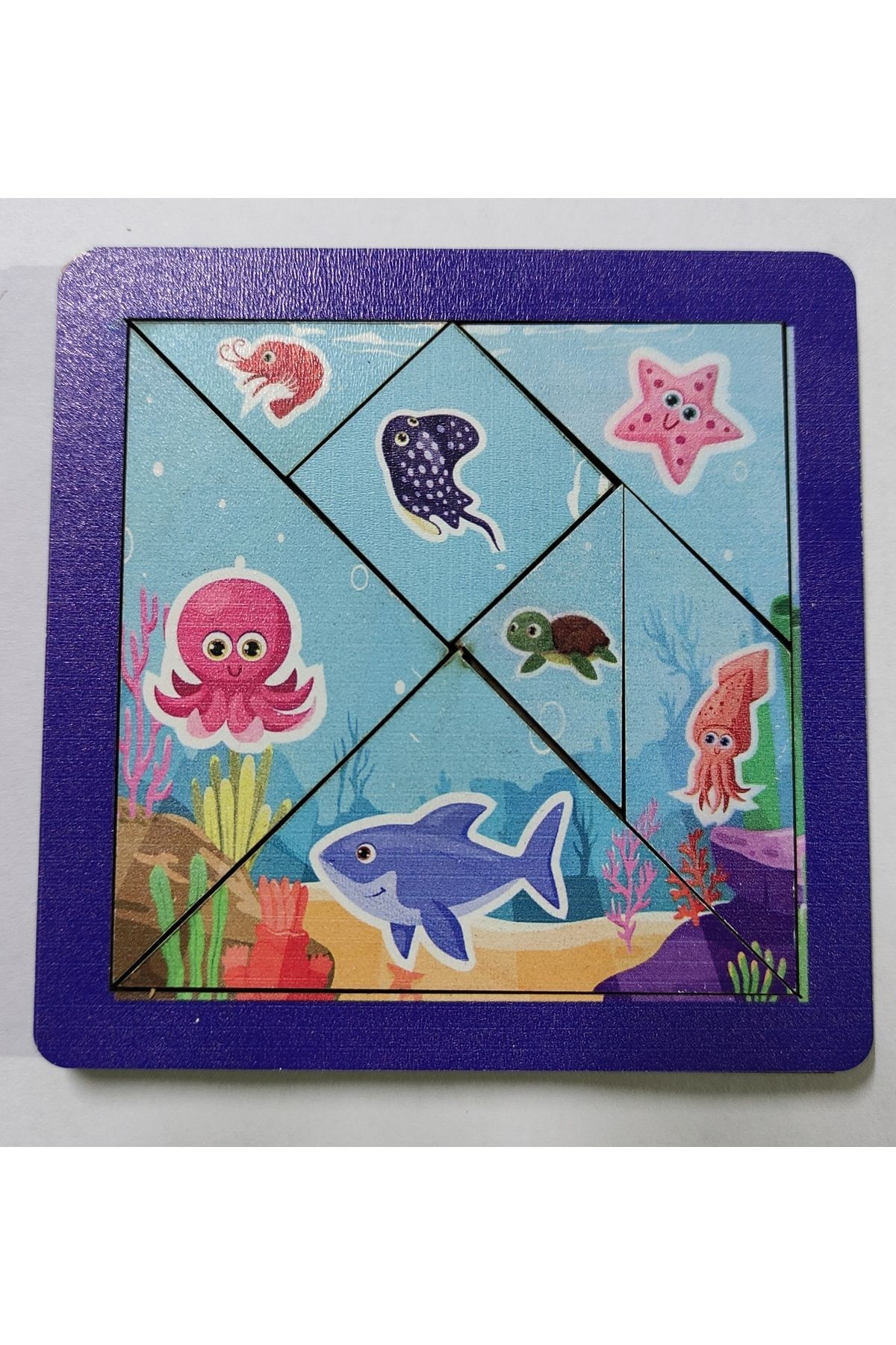 YAHO OYUNCAĞIN DOĞAL HALİ Ahşap Puzzle Tangram 7 Parça Eğitici Renkli