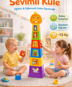 PAKİTO Sevimli Kule Eğitici Oyuncak Renkli Sayı Öğreten Bebek Kulesi +12 Ay