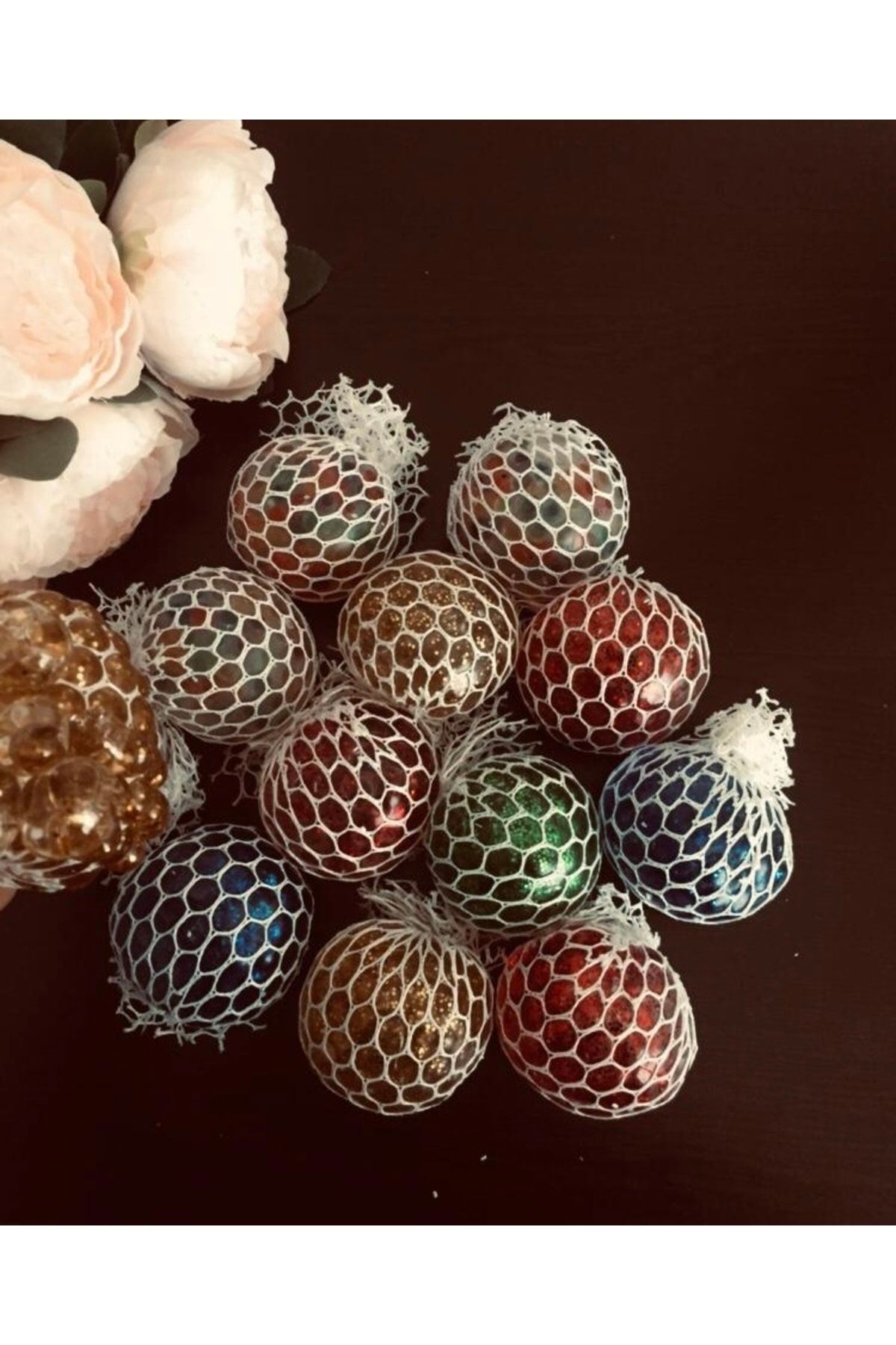 Happystore Ithal Model Içi Simli El Hareket Stres Oyuncağı Sıkma Topu Jel Beyin Stres Oyuncağı Slime Topu