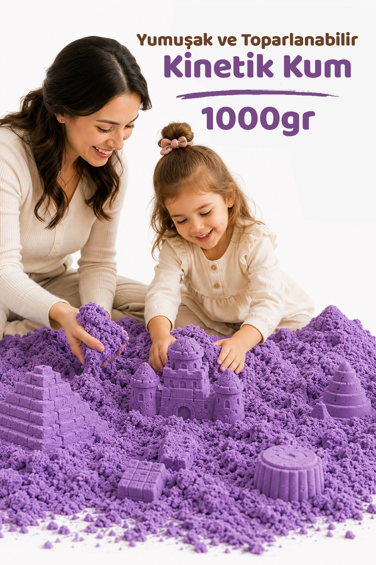 Heroes Kinetik Kum 1 Kg Mor - Eğitici Akışkan Dağılmayan Canlı Renk 1000 Gr Magic Sand Oyun Kumu