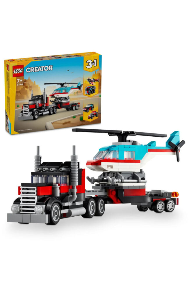 LEGO ® Creator 3'ü 1 Arada Helikopterli Açık Kasa Kamyon 31146 - 7+ Yaratıcı Oyuncak Yapım Seti (270P)