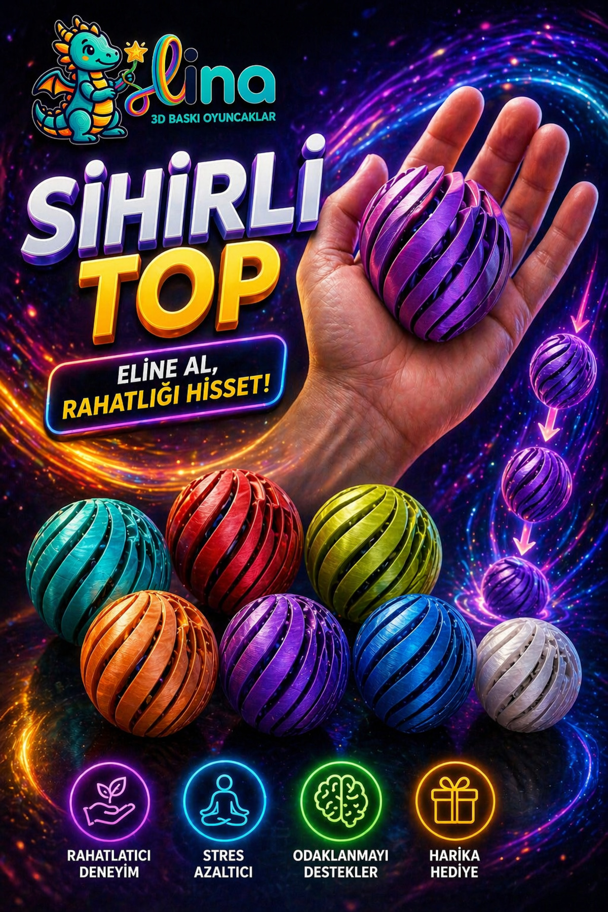 ümit toys Sihirli Top Viral - Spiral İllüzyon Stres Oyuncağı - 1 Adet