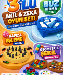 M&H 3'lü Oyun Seti - Buz Krallığı -Geometrik Şekil Eşleme Oyunu - Hafıza Eşleme Oyunu - Eğitici ve Öğretici Oyun Seti