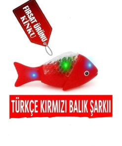 KİNKU Kırmızı Balık Şarkılı Müzikli Işıklı Sesli Yürüyen Balık 23 Cm Pilli Oyuncak Balık