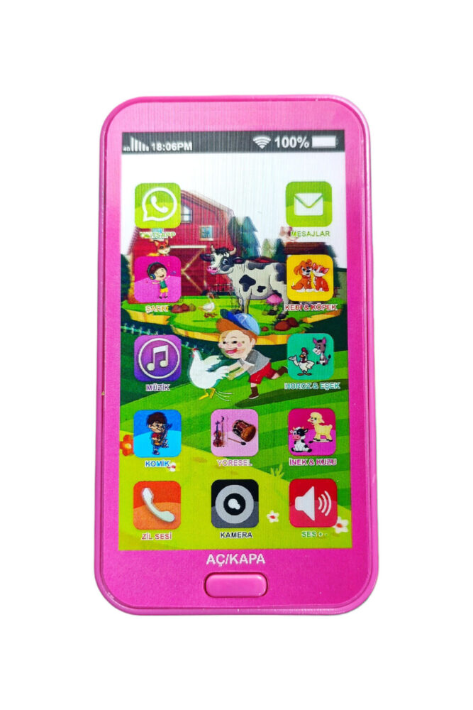 Brother Toys Oyuncak Kukuli Cep Telefonu Dokunmatik 12 Fonksiyonlu Türkçe Sesli Işıklı Müzikli Telefon Pembe - Görsel 2