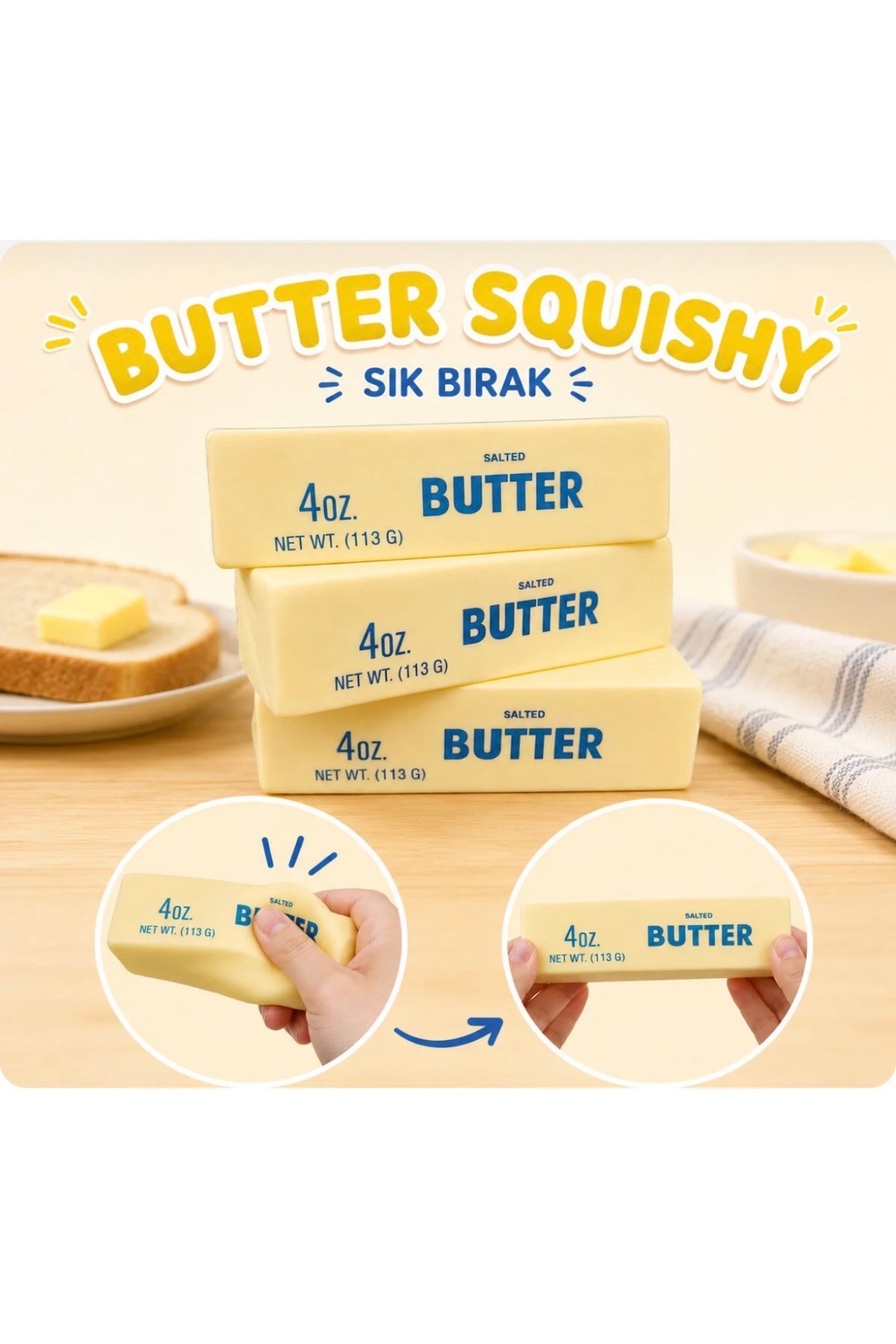Needoh Butter squishy tereyağı sukuşi oyuncak yumuşak sünger karışık renk