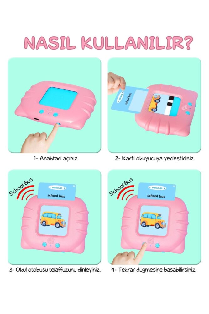 Circle Toys İngilizce Konuşan Sesli Flash Eğitim Kartları 224 Kart - Pembe - Görsel 3
