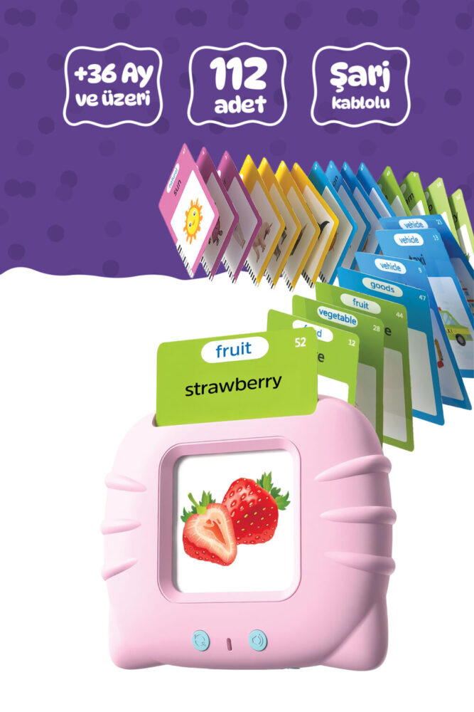 Circle Toys İngilizce Konuşan Sesli Flash Eğitim Kartları 224 Kart - Pembe