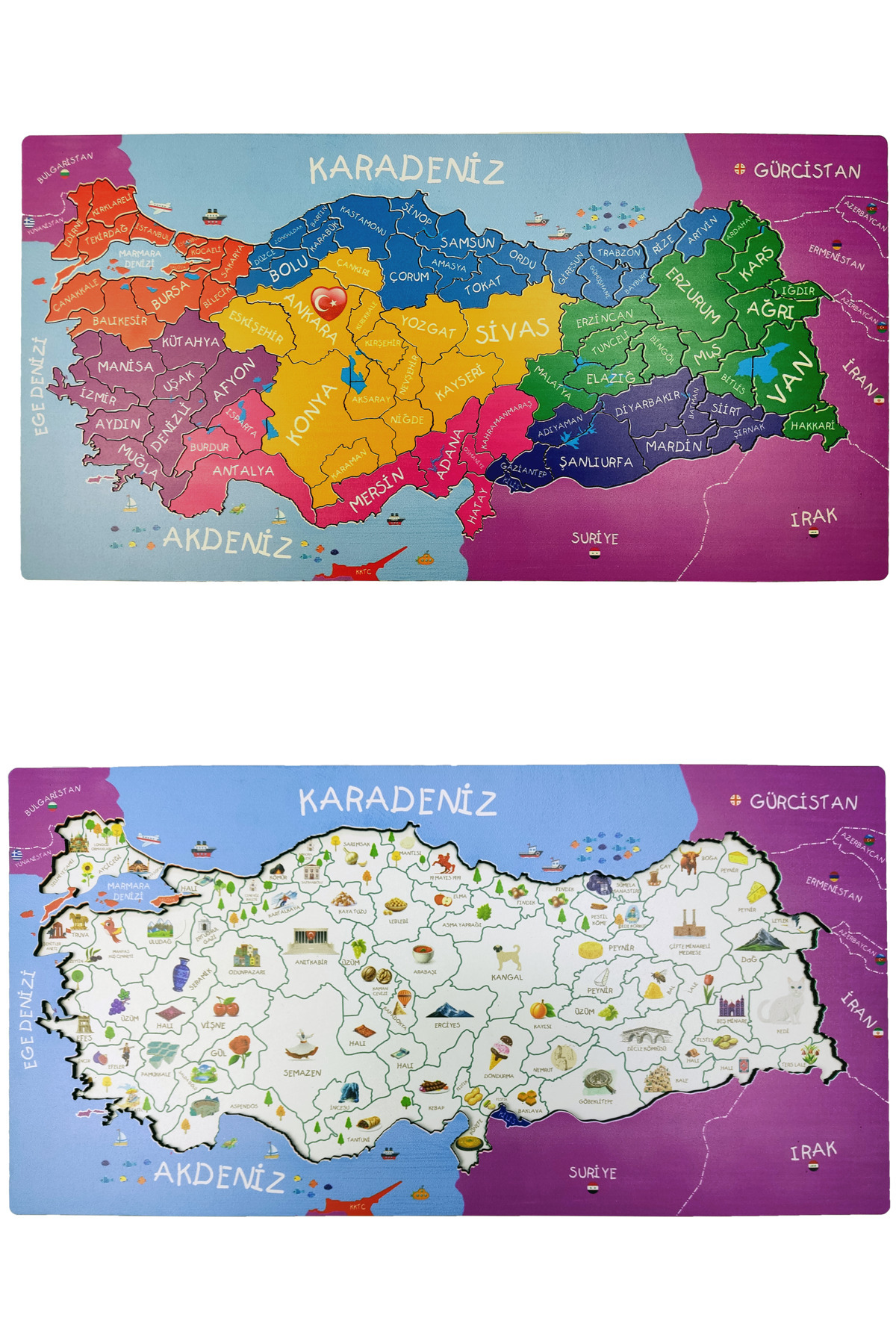 Genel Markalar Türkiye Puzzle ve Kültür Haritası Yapboz Eğitici Oyuncak