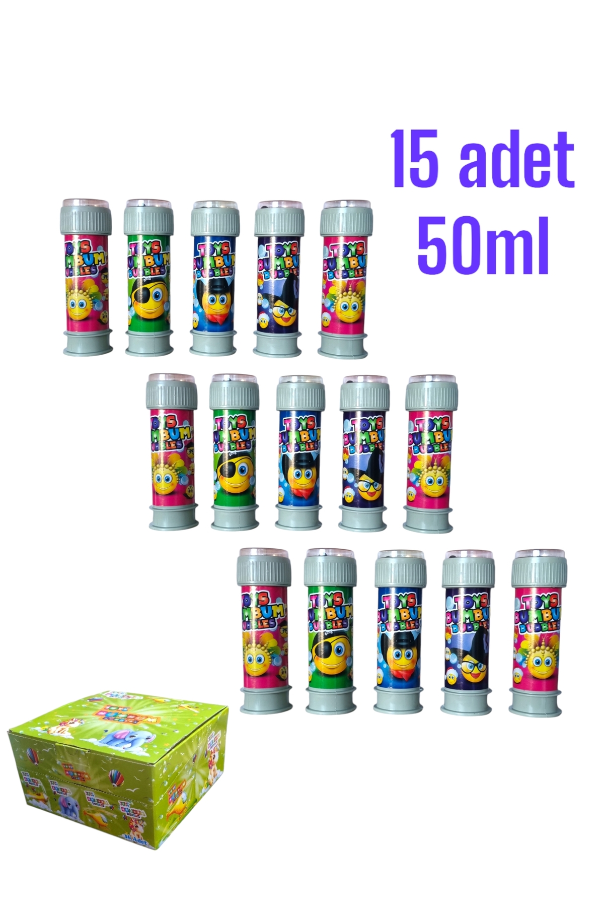 Oyunsal Üflemeli Baloncuklu Köpük Oyunu 50ml Likit 15 adet
