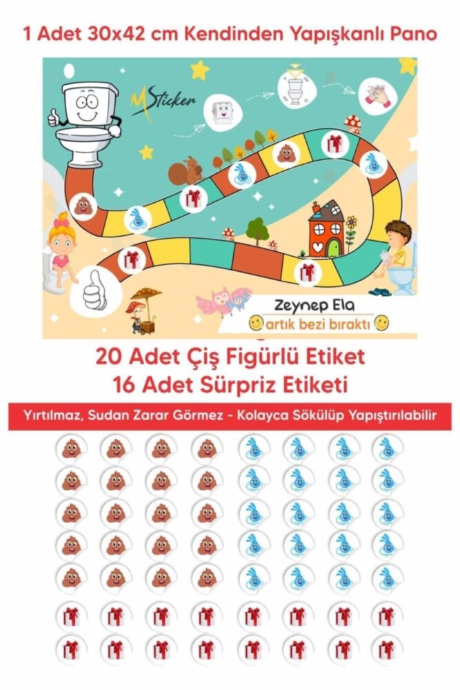 MSticker Eğlenceli Ve Eğitici Tuvalet Eğitimi Sticker Panosu 29x42cm - Görsel 3