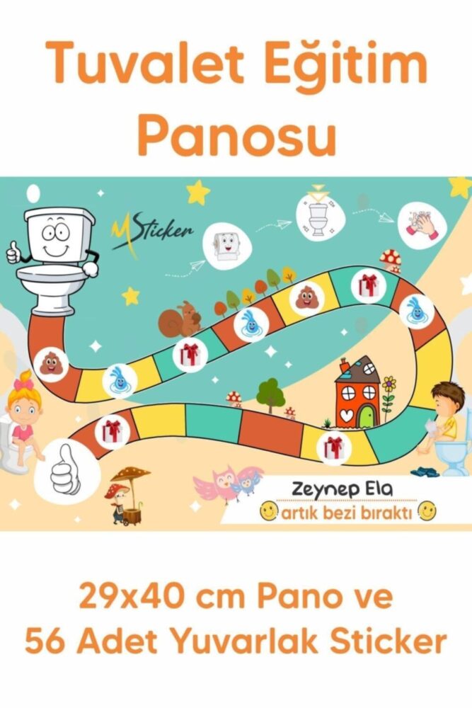 MSticker Eğlenceli Ve Eğitici Tuvalet Eğitimi Sticker Panosu 29x42cm