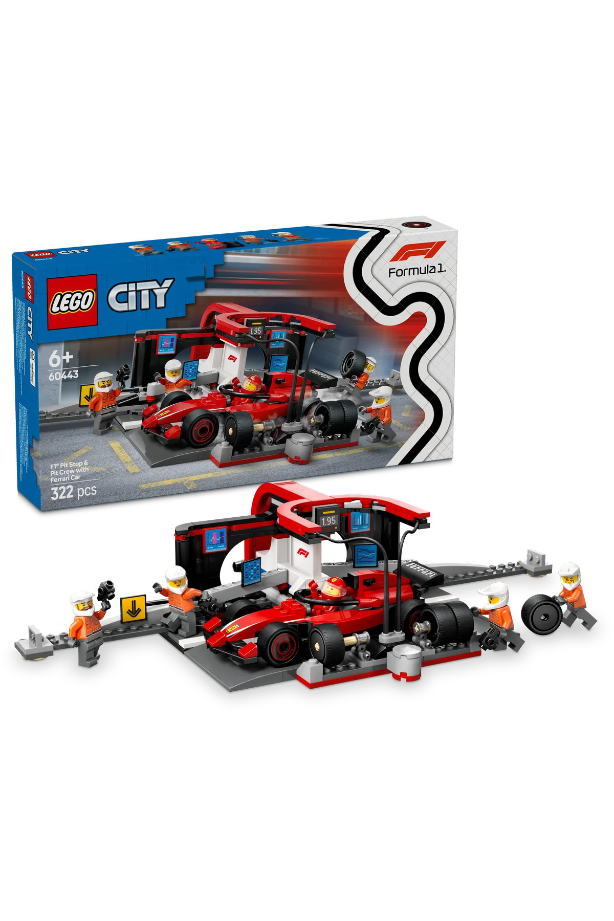LEGO ® City Ferrari Arabalı F1®Pit Stop ve Pit Ekibi 60443 - 6+ Çocuklar için Oyuncak Yapım Seti (322P)