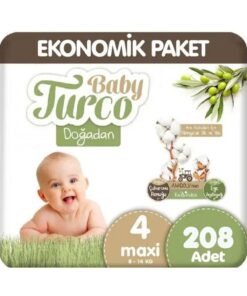 Baby Turco Doğadan Ultra Fırsat Bebek Bezi 4 No Maxi 104 Lü X 2 Adet