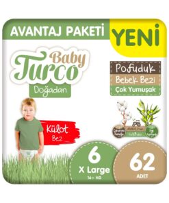 Baby Turco Doğadan Avantaj Paketi Pofuduk Külot Bez 6 Numara Xlarge 62 Adet