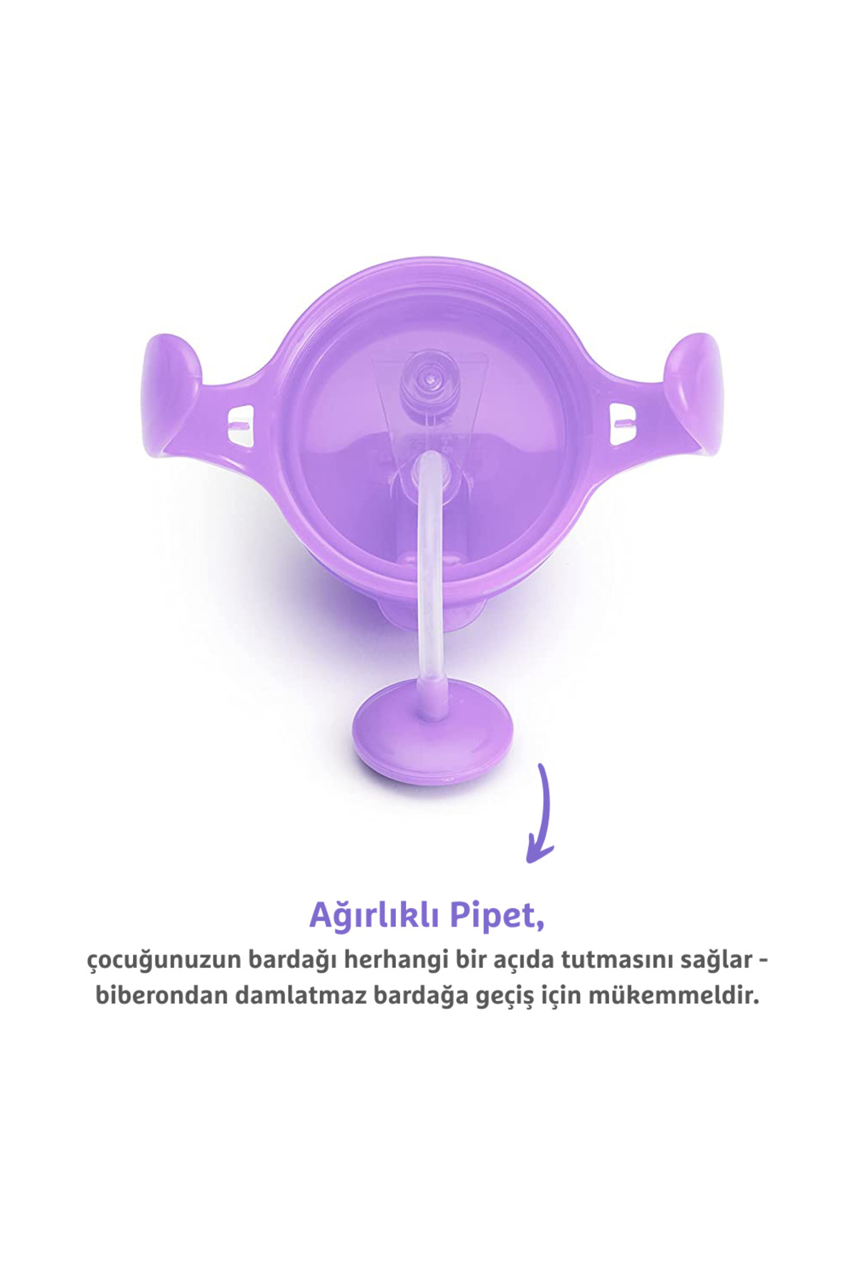 Munchkin Tıklama Kilitli Uçlu Pipetli Alıştırma Bardağı, 6ay 207ml Mor - Görsel 3