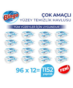 Bingo Yüzey Temizleme Havlusu Medium Beyaz Sabun Kokulu 96 Adetx12 (1152 Yaprak)